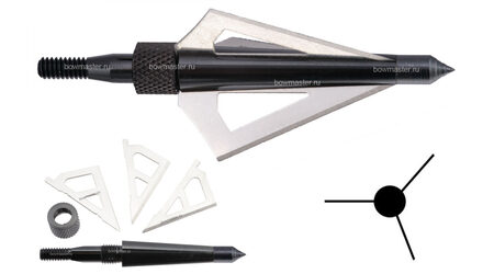 купите Наконечники охотничьи Man-kung MK-3BAL фиксированные, 100 гран, 3 лезвия (3 шт.) в Севастополе