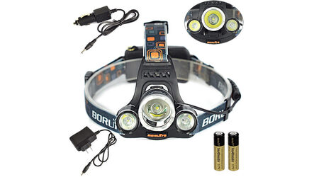 купите Светодиодный налобный фонарь Boruit HL-720 (Cree XML T6 + 2 Q5) 2200 люмен в Севастополе